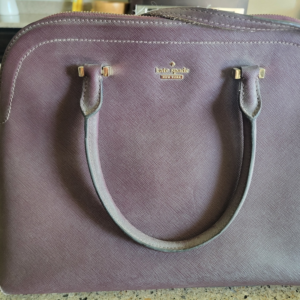 kate spade plum saffiano dome satchel with gold hardware